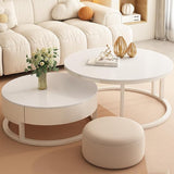 Kadaligh 28IN Nesting Coffee Table - Round Nested Coffee Table with High