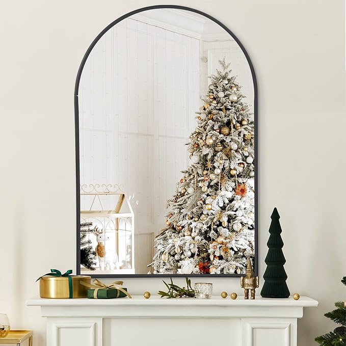 Arched Mirror,  Black Bathroom Mirror with Metal Frame