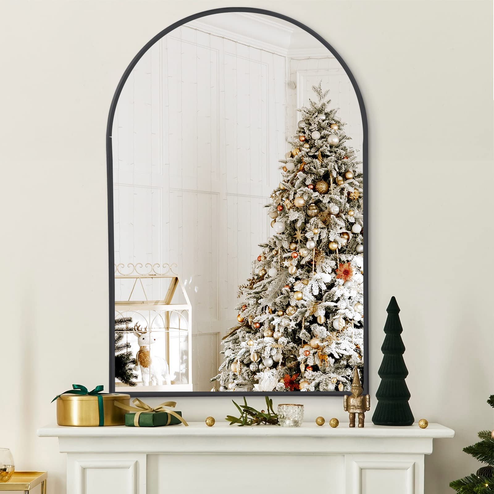 Arched Mirror,  Black Bathroom Mirror with Metal Frame