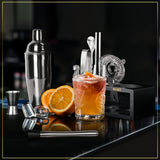 Bartender Kit with Stand - 15 Piece Bar Tool Set, Silver Bar Set Cocktail Shaker Set