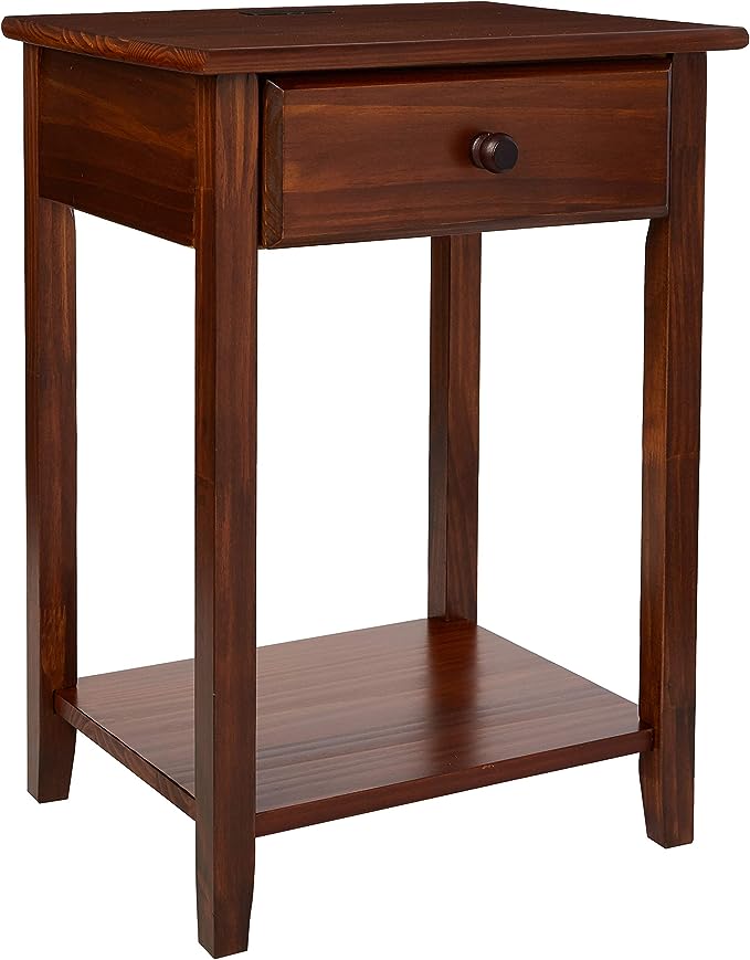 Night Owl Nightstand with USB Ports-Warm Brown