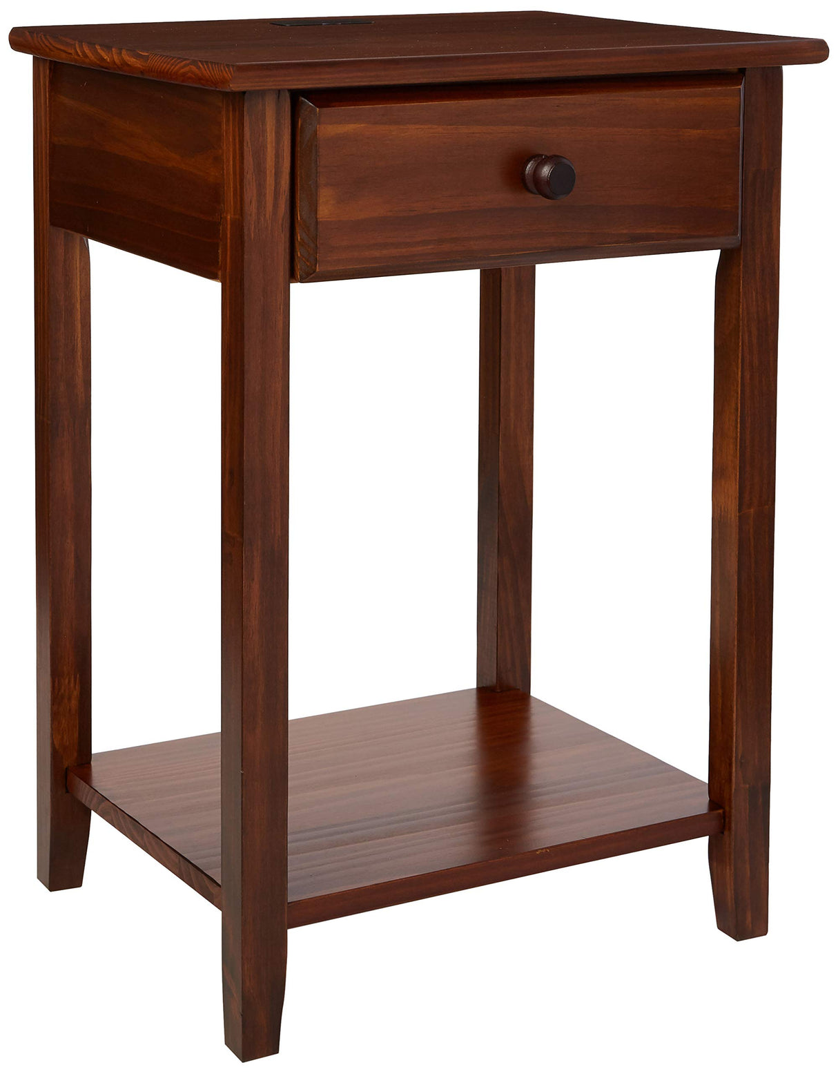 Night Owl Nightstand with USB Ports-Warm Brown