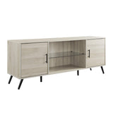 Saxon Mid Century Modern Glass Shelf TV Stand for TVs up to 65 Inches, 60 Inch, Birch