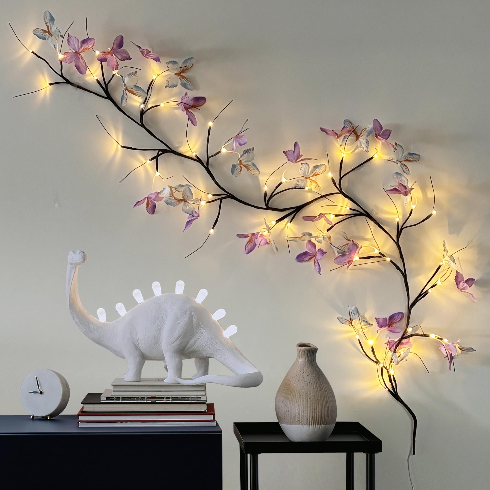 Willow Vine Light with Butterfly 48LED 6FT Enchanted Wall Decoration Vine Lights 8 Light
