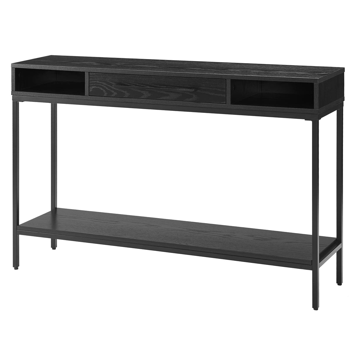 45" Wide Rectangular Console Table in Blackened Bronze/Black Grain