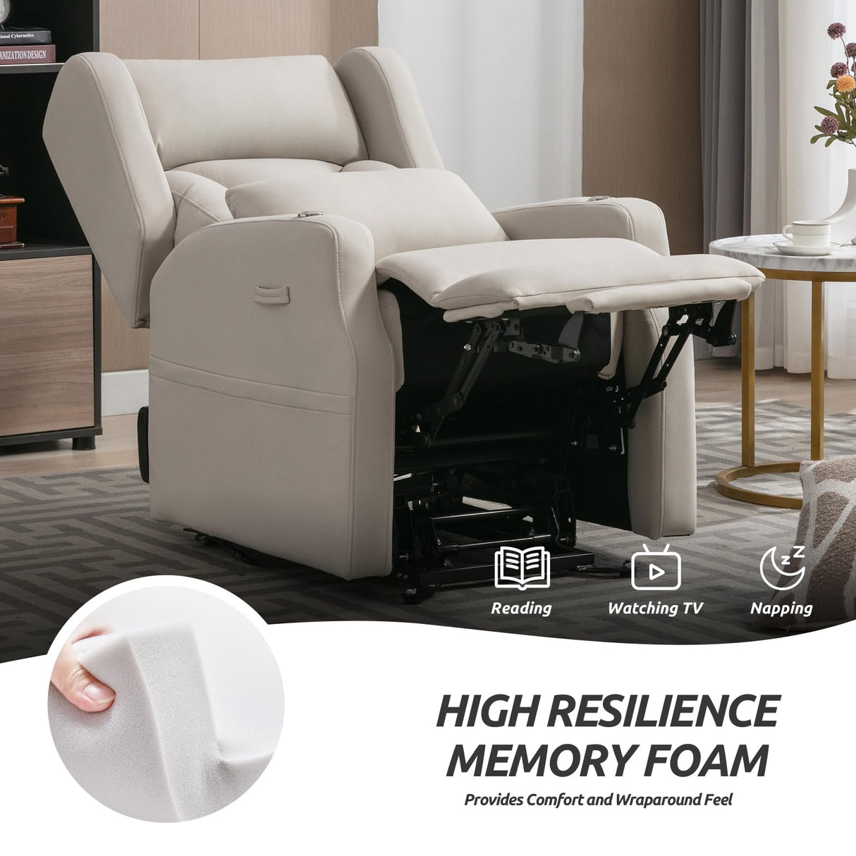 Pushable Power Lift Recliner Chair for Elderly, Modern Electric Recliner Chairs