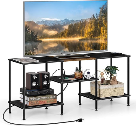 Black Bedroom TV Stand with Storage Cabinet up to 50 inch TV