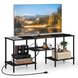 Black Bedroom TV Stand with Storage Cabinet up to 50 inch TV