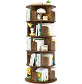 Rotating Bookshelf, 360 Display Wood Spinning Bookshelf Tower, 5 Tier Floor Standing