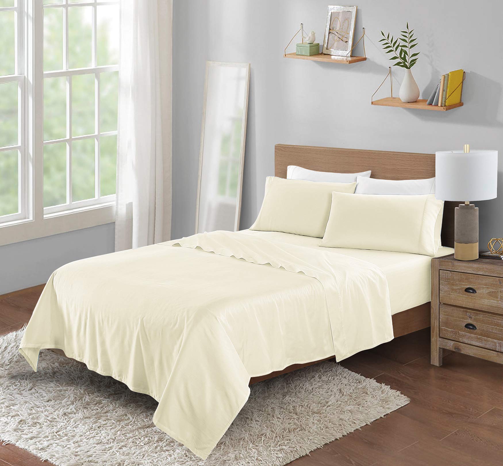 100% Tencel Sheet Set - Queen Size 4 Piece Sheets with Deep Pockets up to 18 Inches