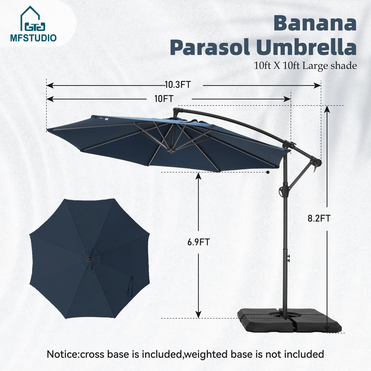 10 ft Cantilever Patio Umbrellas, Offset Hanging Outdoor Umbrella