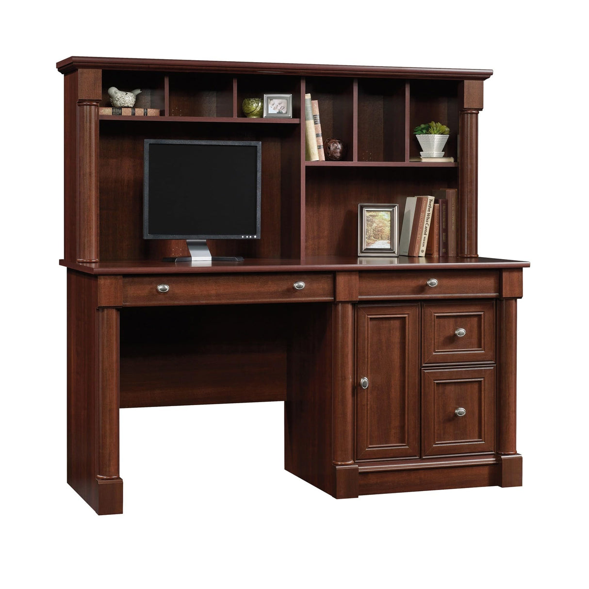 Palladia Computer Desk and Hutch, Select Cherry finish