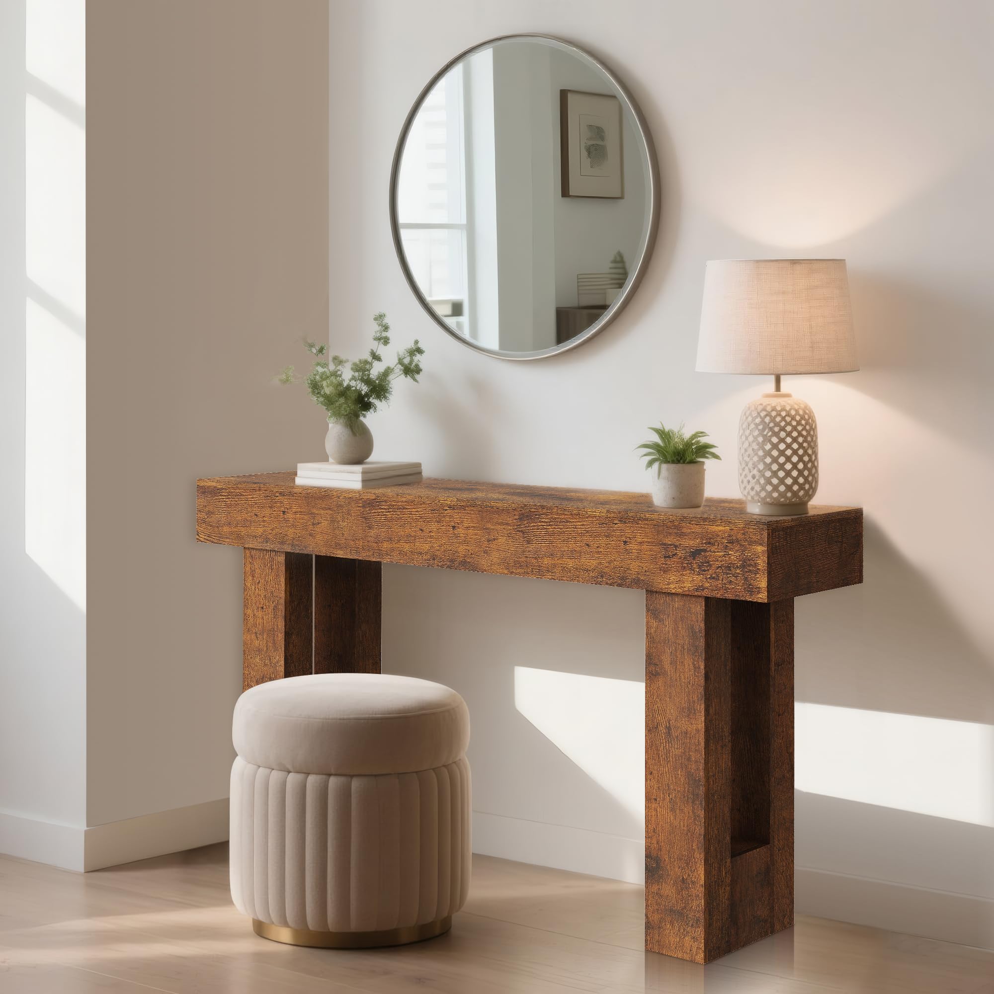 63-Inch Rustic Console Table for Entryway