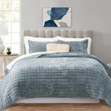 Luxury Velvet Quilt King Size, Ultra Soft Velvet Bedding Sets, Lightweight Quilted Velvet