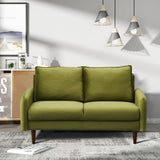 Velvet Loveseat Mid-Century Modern Sofa Tufted Couch with Wooden Legs for Living Room