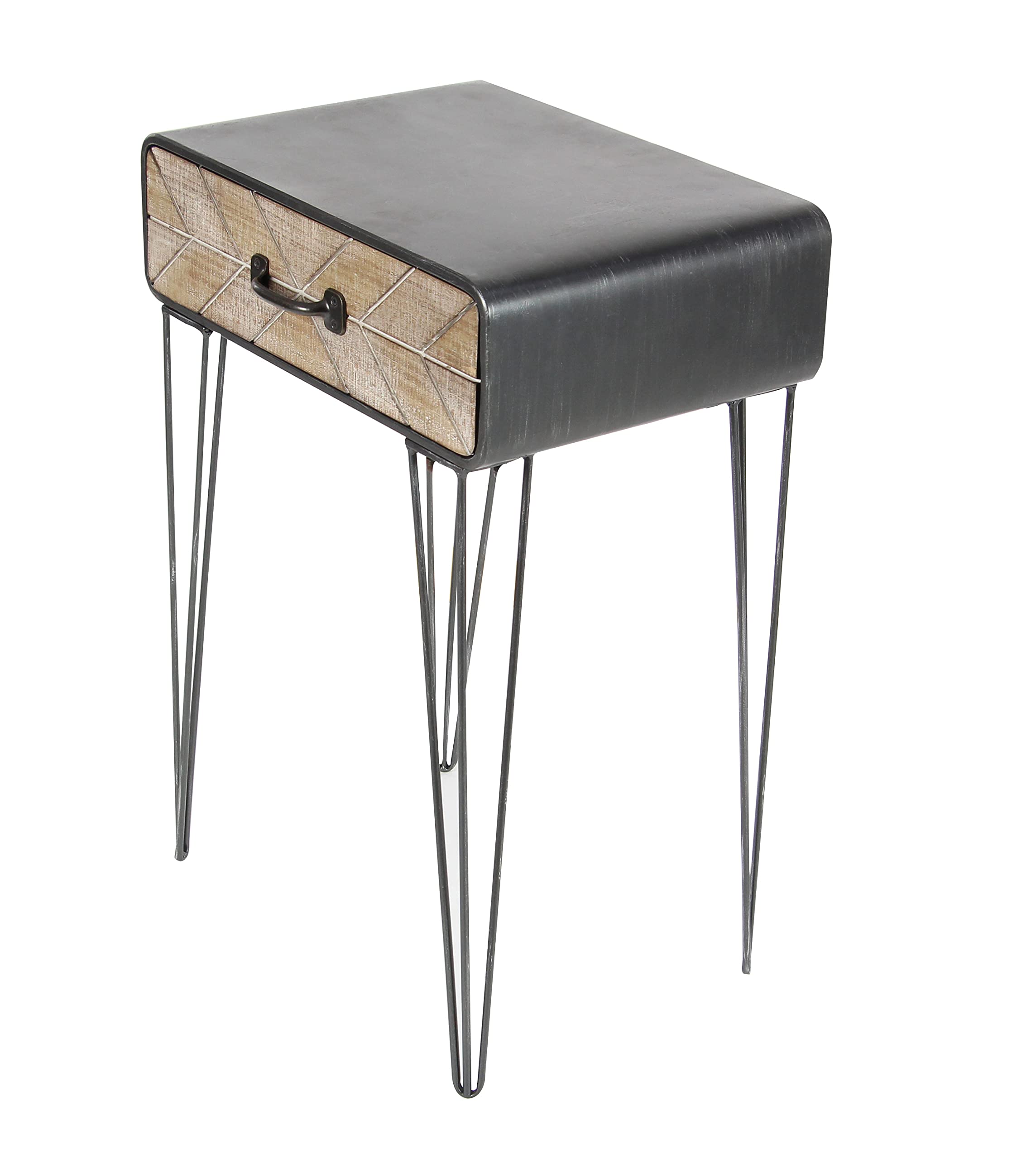 Metal Side End Accent Table Single Drawer End Table, Side Table 17" x 12" x 26", Black