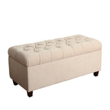 Fabric Upholstered Button Tufted Wooden Bench with Hinged Storage,