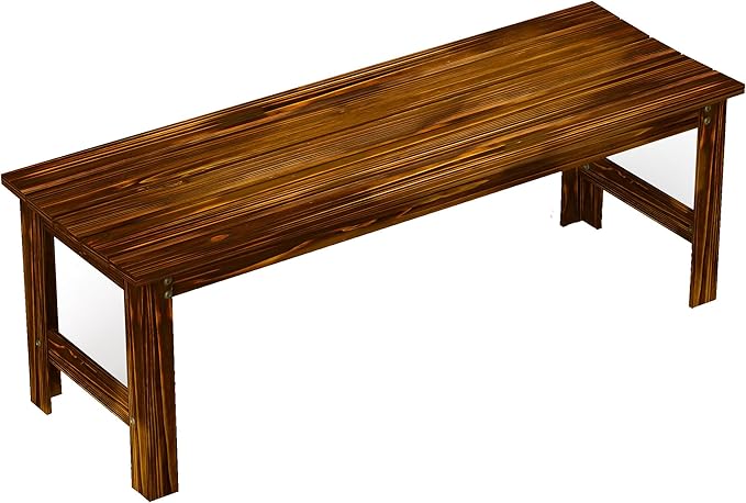 2-Seat Wood Garden Bench, Patio Bench Outdoor Bench with Slatted Seat