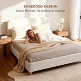 Queen Cloud Bed Frame with Adjustable Headboard - Boucle Upholstered Platform