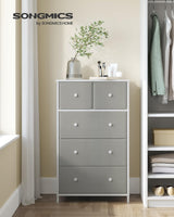 Drawer Dresser, Storage Dresser Tower with 5 Fabric Drawers