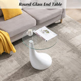 21" Tall Contemporary Round Glass Coffee Table, Tempered Glass End Table