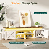 Farmhouse TV Stand for 80 Inch TV with RGB Lighting and Power Outlets