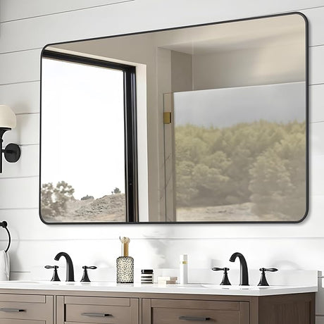 30 x 40 Inch Black Bathroom Vanity Mirror, Black Wall Mirror with Metal Frame,