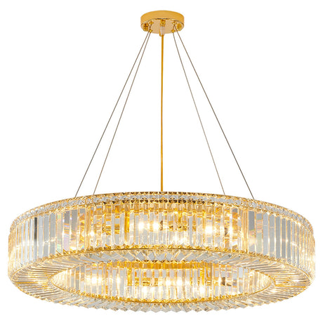 Modern Round Crystal Chandelier Light Fixture,12-Light Luxury Gold