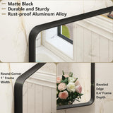 OKPAL 60X36 Inch Black Metal Frame Bathroom Mirror, Large Rounded Rectangle Mirror for Farmhouse, Matte Black Bathroom Vanity Mirror for Wall, Anti-Rust, Shatterproof (Horizontal/Vertical)