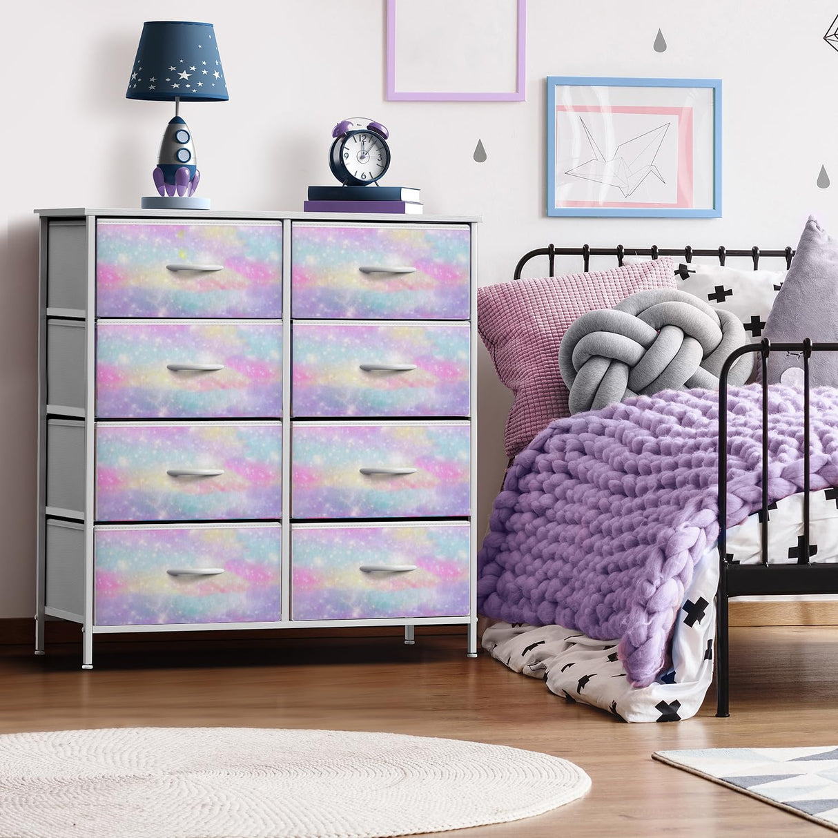 Kids Dresser with 8 Drawers - Storage Chest Organizer Unit Nightstand - Steel Frame