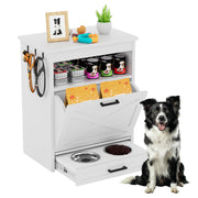 Dog Food Storage Cabinet with Elevated Bowls