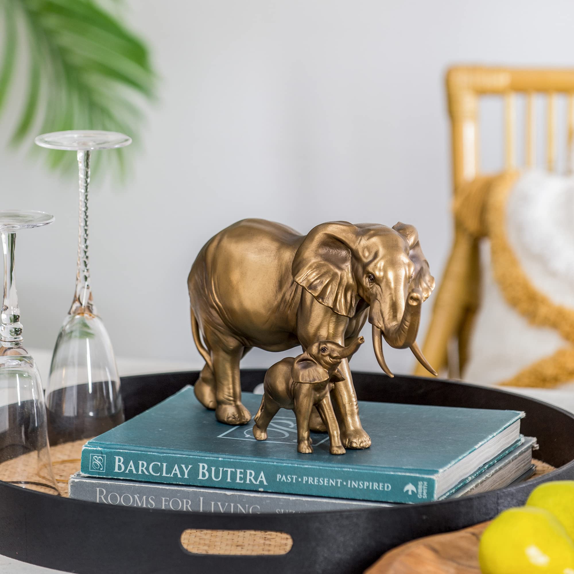 Elephant Statue Home Decor, Elephant Gifts for Women, Resin Elephant Figurines Gold