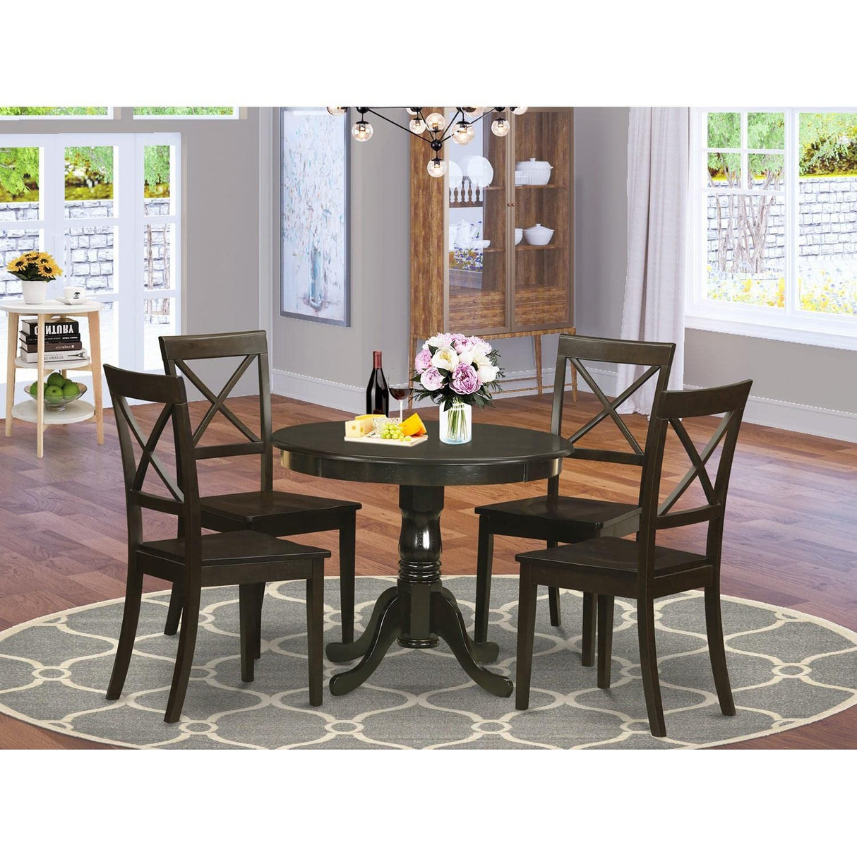 ANBO5-CAP-W Antique 5 Piece Kitchen Set for 4 Includes a Round Dining Room