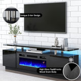 110" Large Fireplace TV Stand Set with 36" Electric Fireplace, includes 70" 2-Tier