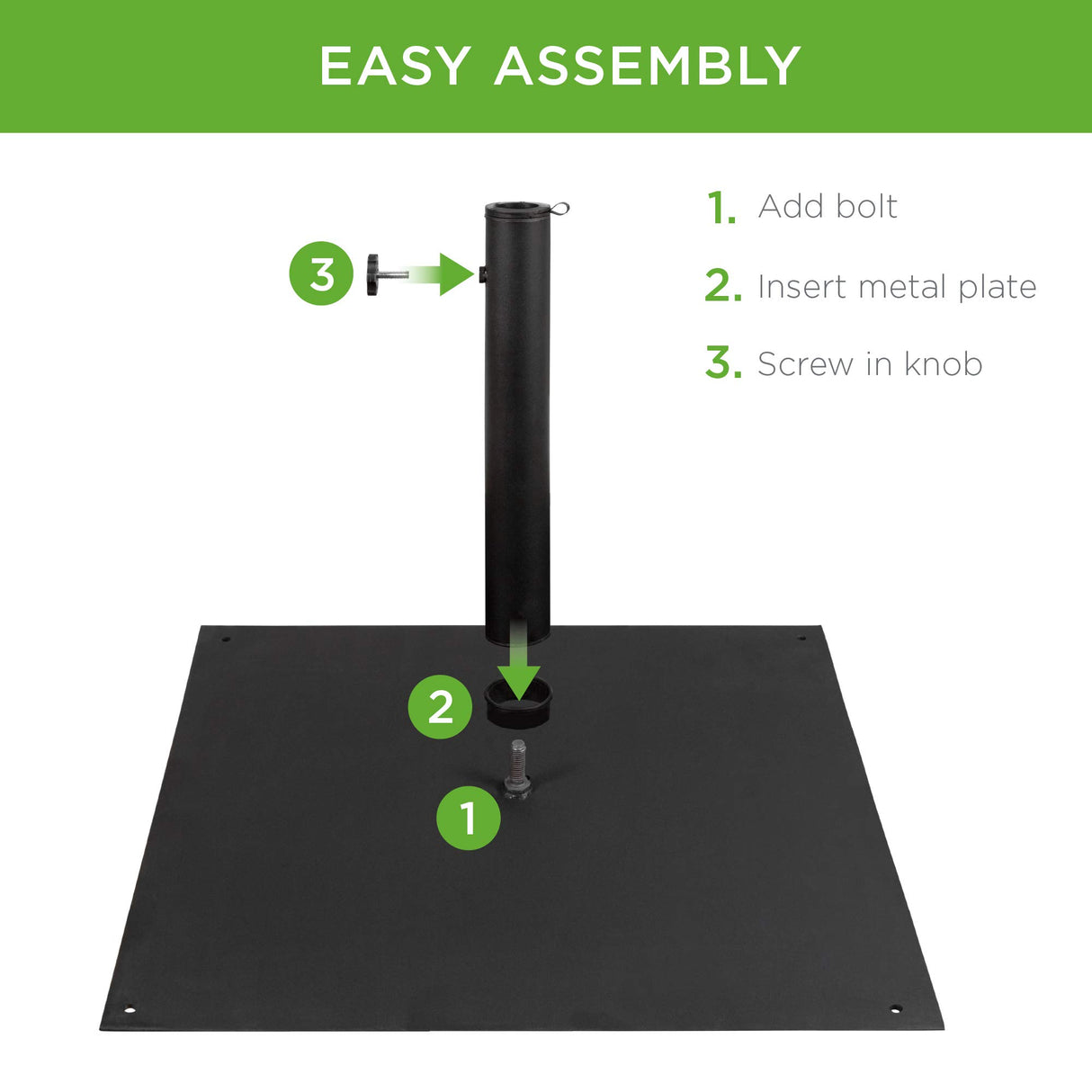 38.5lb Steel Umbrella Base, Square Weighted Patio Stand