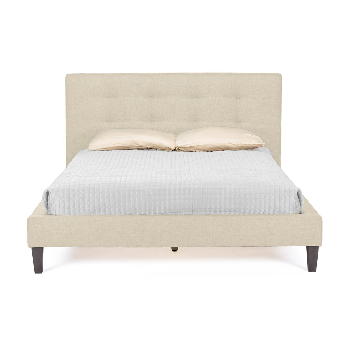 Quincy Linen Platform Bed, Full, Grey