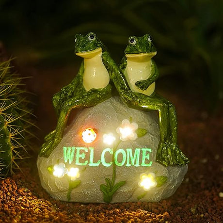 Solar Garden Outdoor Statues Turtle with Succulent and 7 LED Lights