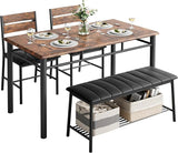 Table Set for 4, Kitchen Table with Upholstered Bench and 2 Chairs, Kitchen Table