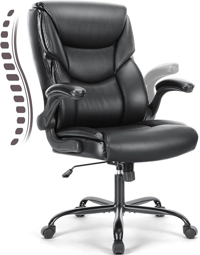 Office Chair - Ergonomic Executive Computer Desk Chairs with Adjustable Flip-up Armrest