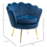 HOMCOM Elegant Velvet Fabric Accent Chair/Leisure Club Chair with Gold Metal Legs for Living Room, Blue