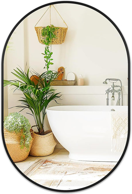 Black Circle Mirror for Wall 20 inch - Round Mirror for Bathroom, Entryway