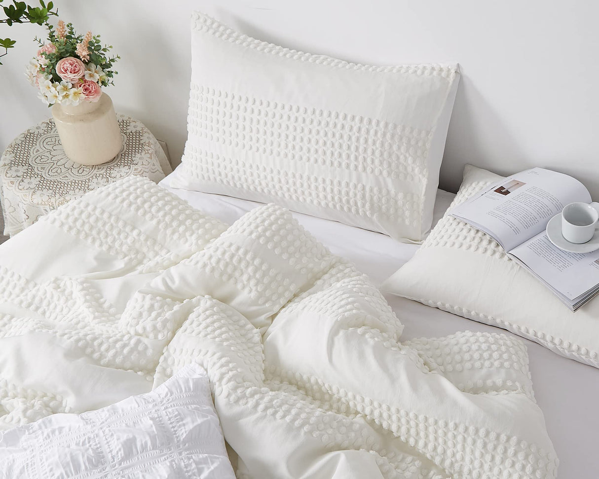 Queen Size Set Boho White Queen Comforter Bedding Queen Size Fluffy and Lightweight