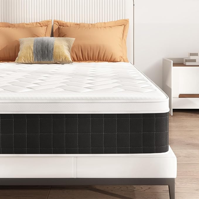 Mattress Queen Size, 10 Inch Hybrid Euro Top Mattress Bed in a Box