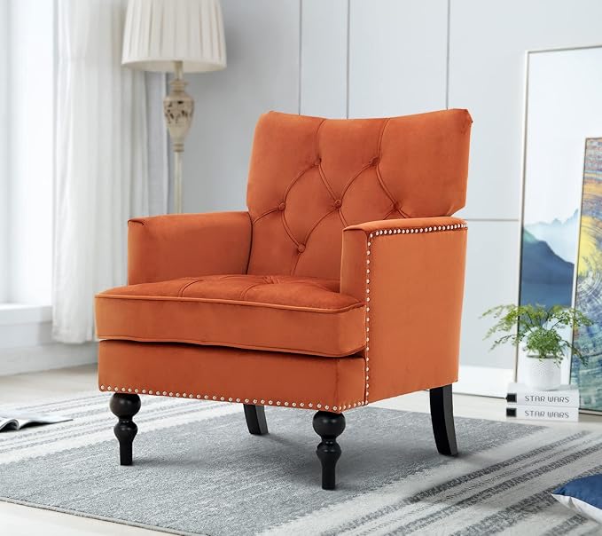 Earnest Button Tufted Mid-Century Modern Accent Arm Lounge Chair in Gray