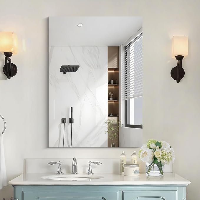 Frameless Mirror,  Bathroom Mirror for Over Sink, Unframed Vanity Mirror