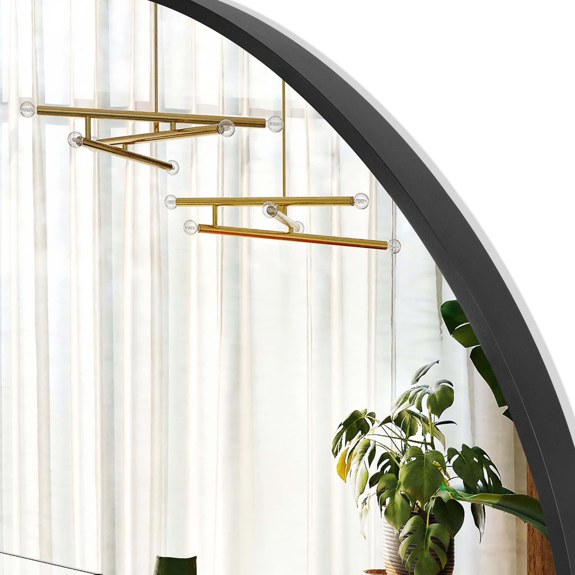 36 Black Round Mirror, Aluminum Framed Circle Wall Mounted Mirror, Circular Vanity Mirror,