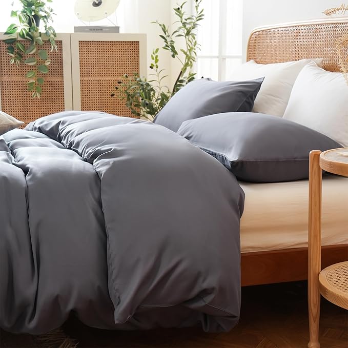 Duvet Cover King Size, 100% Rayon Derived from Bamboo, Luxury Silky Cooling Duvet Cover