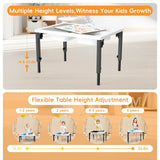 Foldable Sensory Table for Toddlers, Adjustable Height Kids Table, Wooden Activity Table with Metal Legs