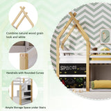 with Stairs,Twin Over Twin Bunk Bed with 2 Blackboard and Storage Shelves,Wood