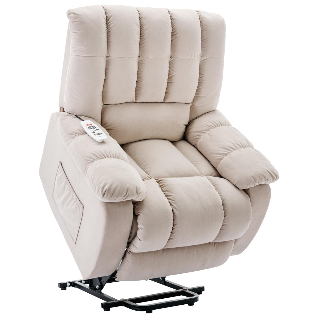 Infinite Position Reclining Chair Single Leisure Sofa w/Massage,Heat&Lumbar Support for Elderly,Overstuffed Home Theater Seating Lounge w/Side Pocket&Armrest for Livingroom (Beige)